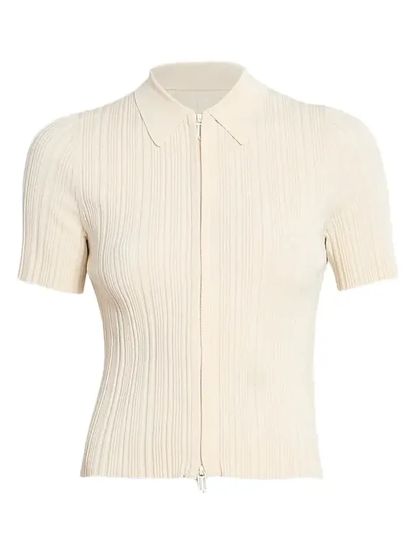 Women's Rib-Knit Zip Polo Top Women's Rib-Knit Zip Polo Top