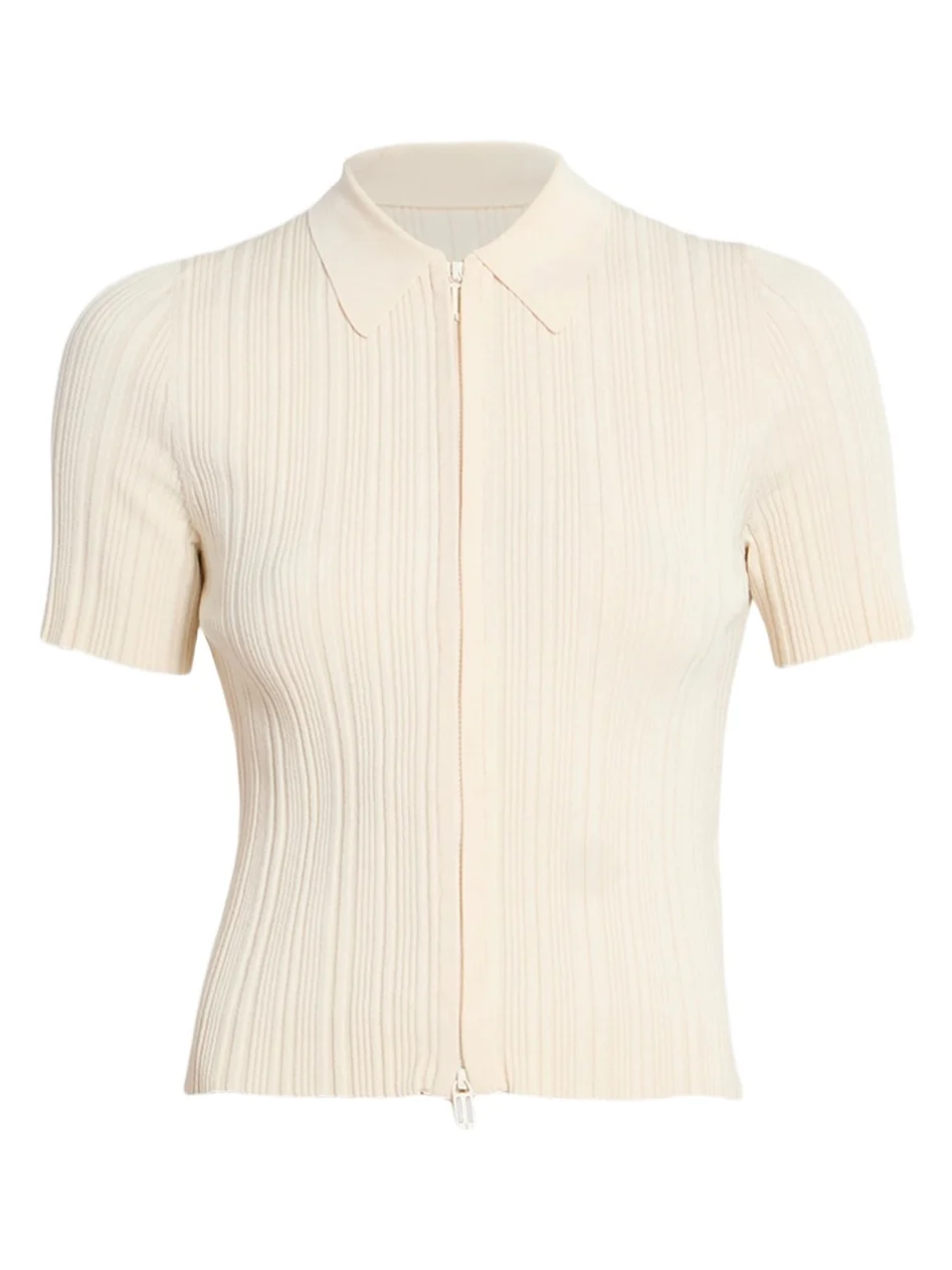 Women's Rib-Knit Zip Polo Top