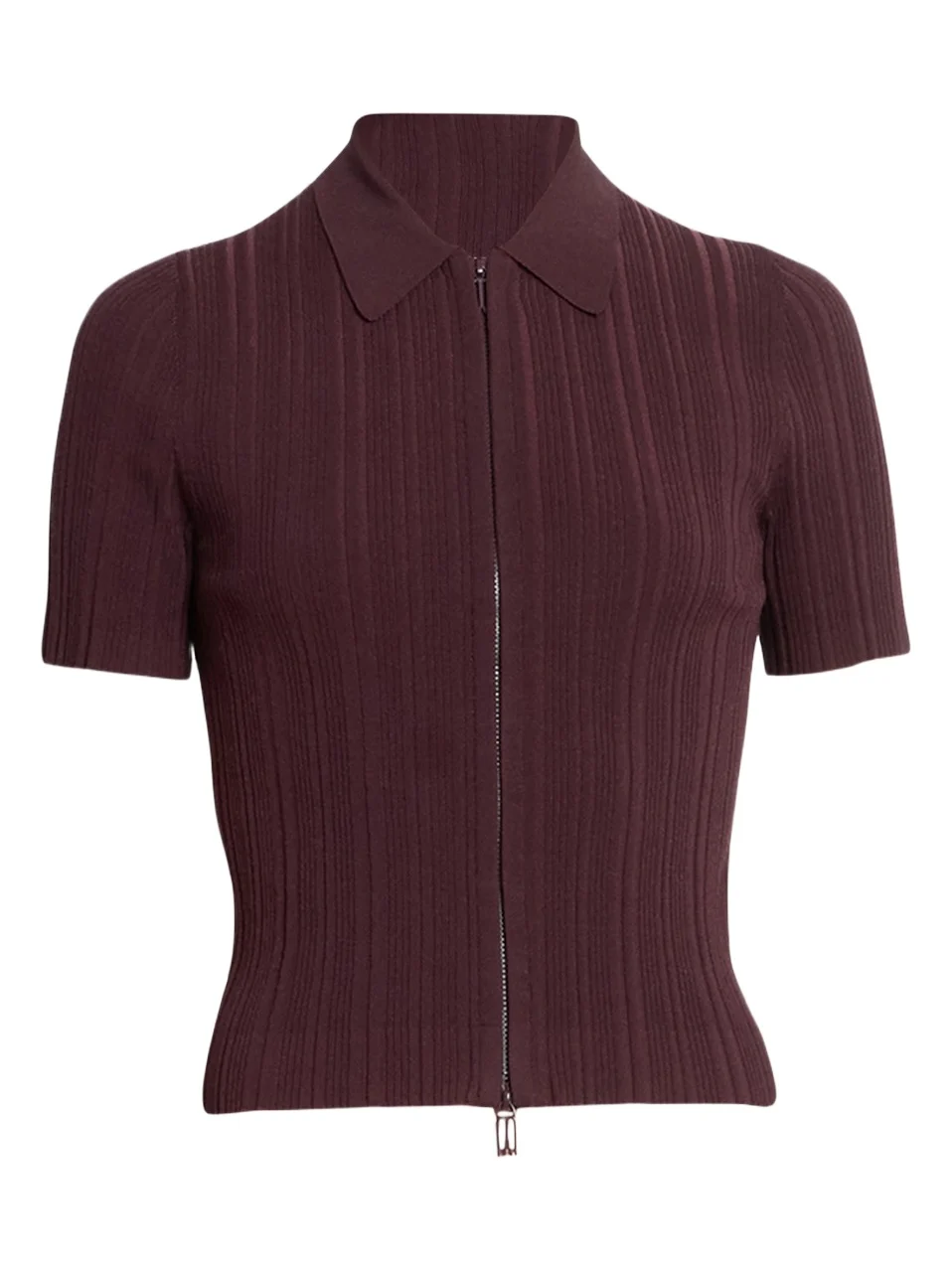 Women's Rib-Knit Zip Polo Top