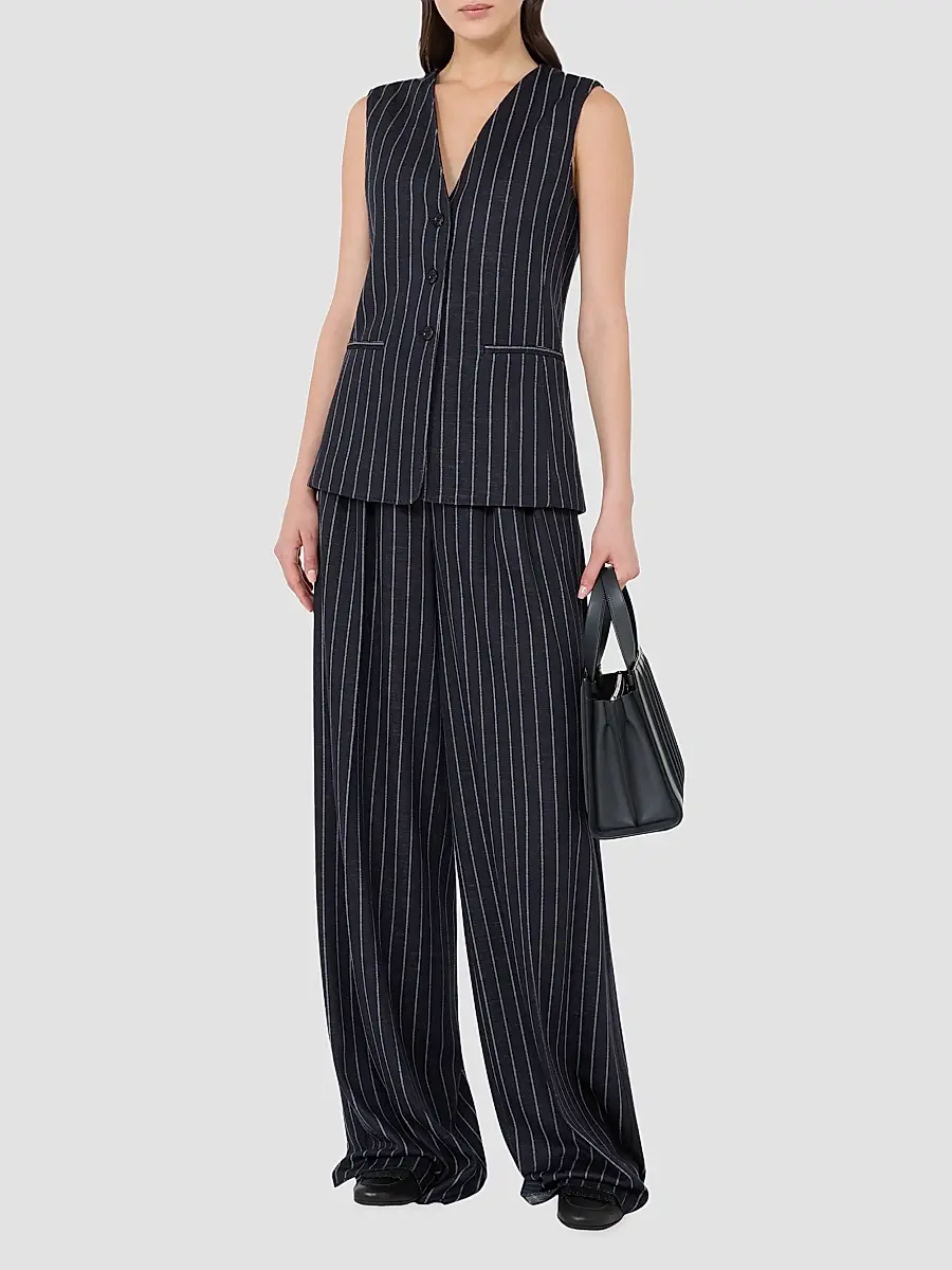 Max Mara Women's Pinstripe Viscose and Wool Jersey Gilet | Thumbnail 2 Max Mara Women's Pinstripe Viscose and Wool Jersey Gilet | Thumbnail 2