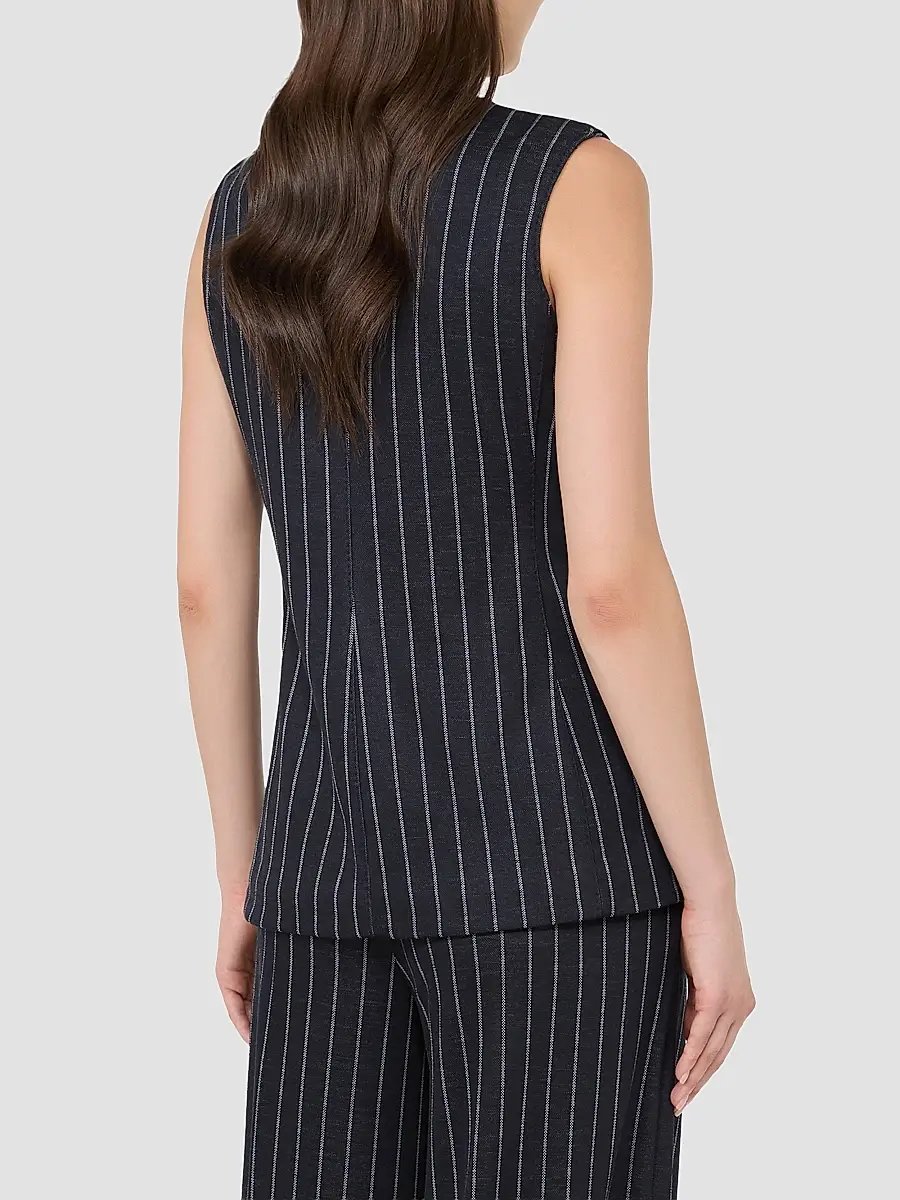 Max Mara Women's Pinstripe Viscose and Wool Jersey Gilet | Thumbnail 4 Max Mara Women's Pinstripe Viscose and Wool Jersey Gilet | Thumbnail 4