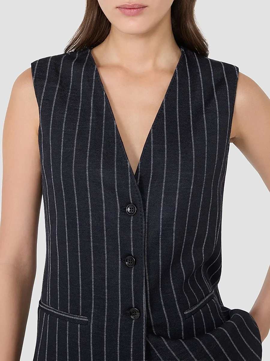 Max Mara Women's Pinstripe Viscose and Wool Jersey Gilet | Thumbnail 5 Max Mara Women's Pinstripe Viscose and Wool Jersey Gilet | Thumbnail 5