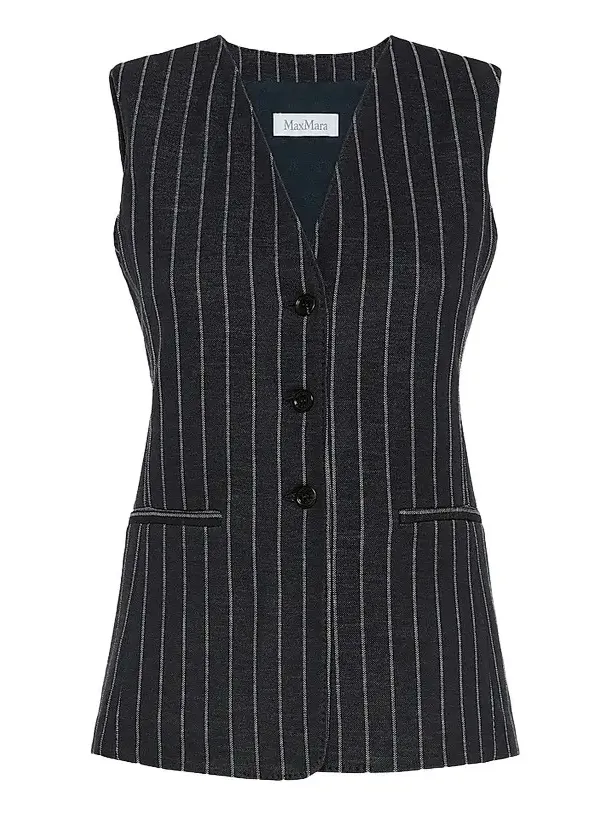 Women's Pinstripe Viscose and Wool Jersey Gilet