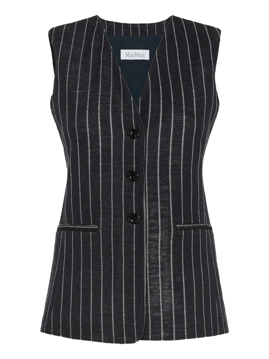 Max Mara Women's Pinstripe Viscose and Wool Jersey Gilet