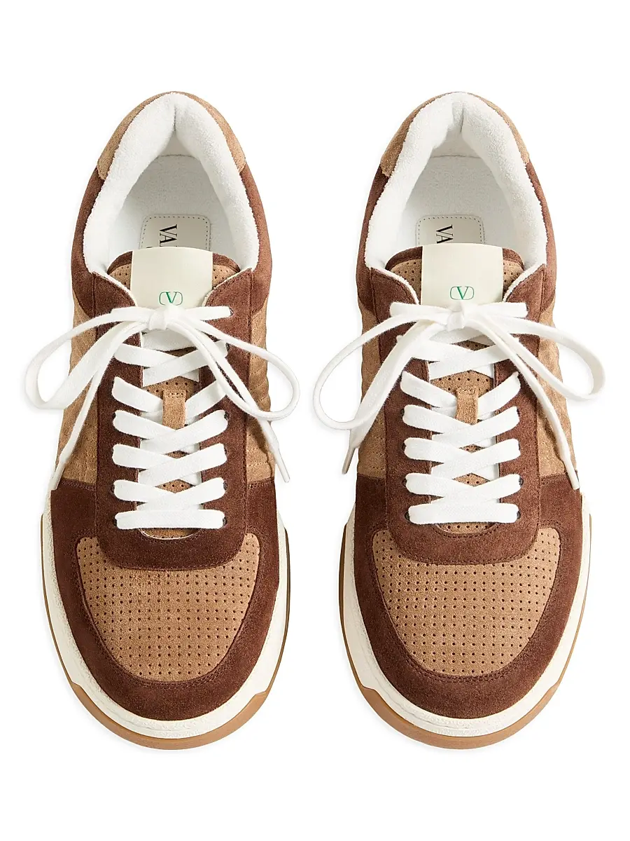 Valentino Men's Sparry Sneakers in Split Leather - Brown Camel | Thumbnail 4