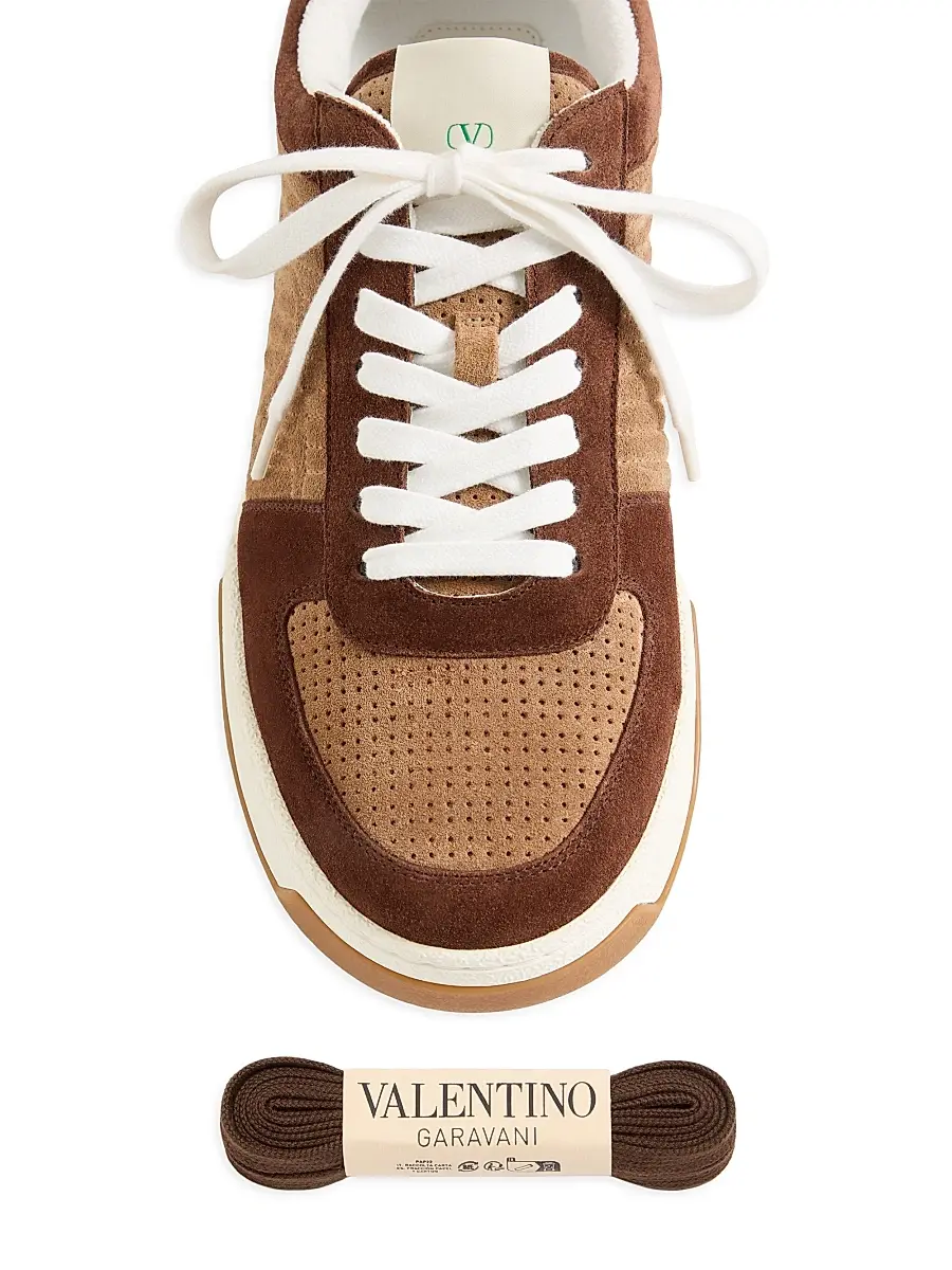 Valentino Men's Sparry Sneakers in Split Leather - Brown Camel | Thumbnail 5