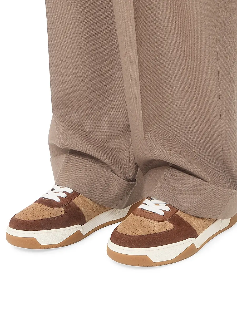 Valentino Men's Sparry Sneakers in Split Leather - Brown Camel | Thumbnail 8