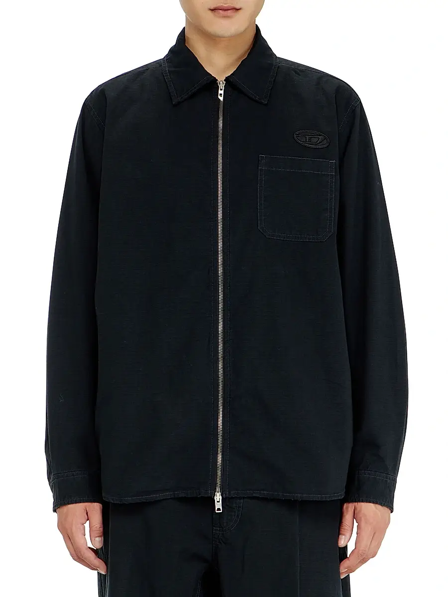 Diesel Men's Alias Logo Zip-Front Shirt Jacket | Thumbnail 3