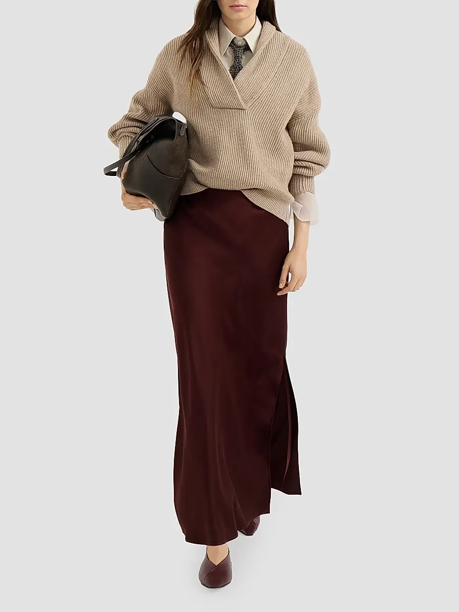 Brunello Cucinelli Women's Cashmere English Rib Sweater with Monili - Cashmere Beige | Thumbnail 6 Brunello Cucinelli Women's Cashmere English Rib Sweater with Monili - Cashmere Beige | Thumbnail 6