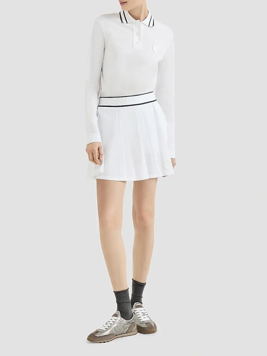 Brunello Cucinelli Women's Stretch Cotton Piqué Mini Skirt with Logo - White | Thumbnail 6 Brunello Cucinelli Women's Stretch Cotton Piqué Mini Skirt with Logo - White | Thumbnail 6