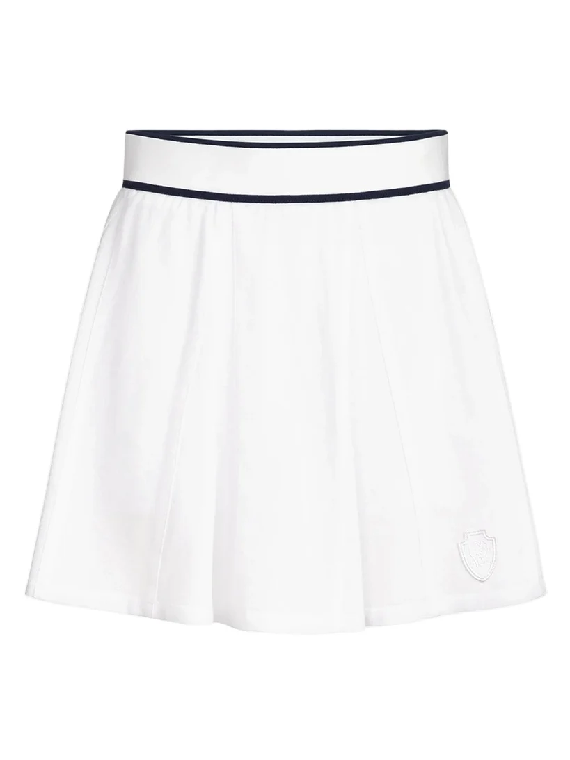 Brunello Cucinelli Women's Stretch Cotton Piqué Mini Skirt with Logo - White