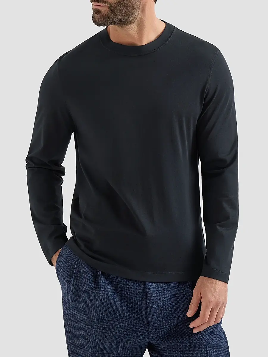 Brunello Cucinelli Men's Cotton Jersey Long Sleeve Crewneck T-Shirt | Thumbnail 2 Brunello Cucinelli Men's Cotton Jersey Long Sleeve Crewneck T-Shirt | Thumbnail 2