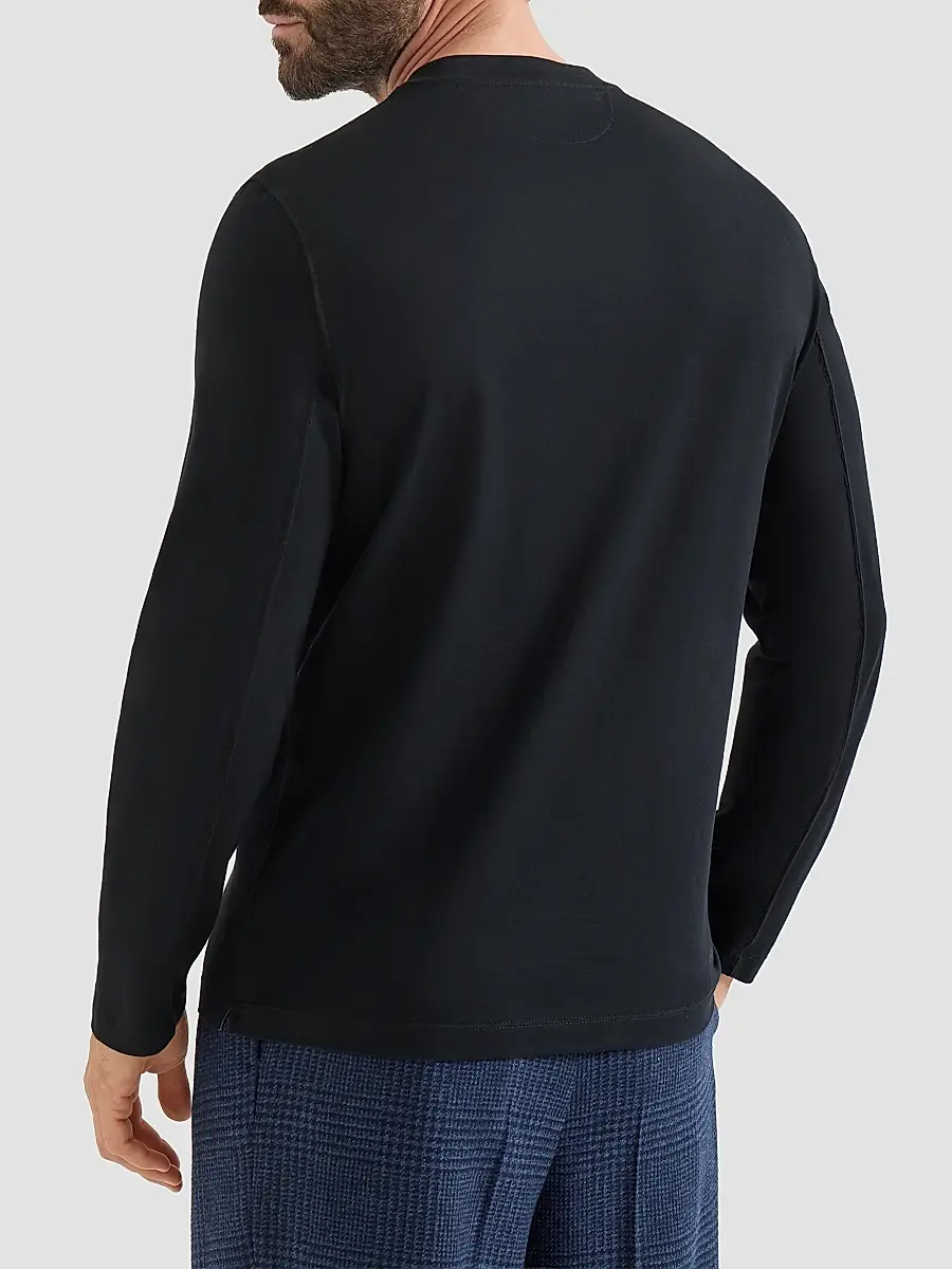 Brunello Cucinelli Men's Cotton Jersey Long Sleeve Crewneck T-Shirt | Thumbnail 3 Brunello Cucinelli Men's Cotton Jersey Long Sleeve Crewneck T-Shirt | Thumbnail 3