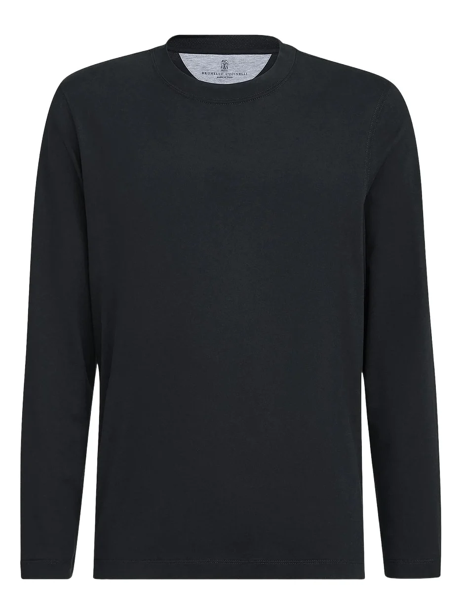 Brunello Cucinelli Men's Cotton Jersey Long Sleeve Crewneck T-Shirt