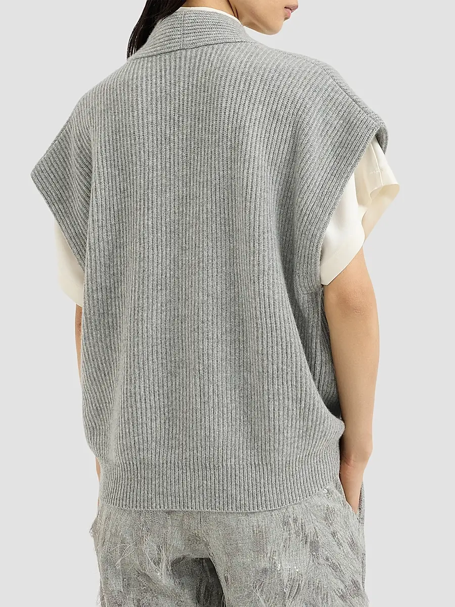 Brunello Cucinelli Women's Cashmere English Rib Wrap Cardigan | Thumbnail 3 Brunello Cucinelli Women's Cashmere English Rib Wrap Cardigan | Thumbnail 3