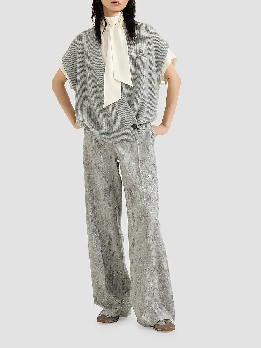 Brunello Cucinelli Women's Cashmere English Rib Wrap Cardigan | Thumbnail 6 Brunello Cucinelli Women's Cashmere English Rib Wrap Cardigan | Thumbnail 6