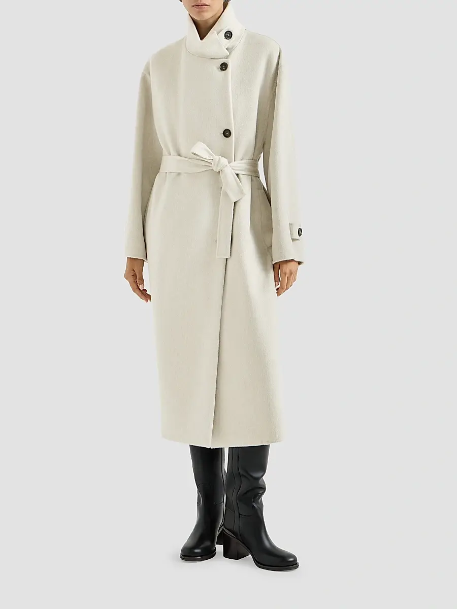 Brunello Cucinelli Women's Hand-Crafted Coat in Cashmere Beaver Double Cloth | Thumbnail 2 Brunello Cucinelli Women's Hand-Crafted Coat in Cashmere Beaver Double Cloth | Thumbnail 2
