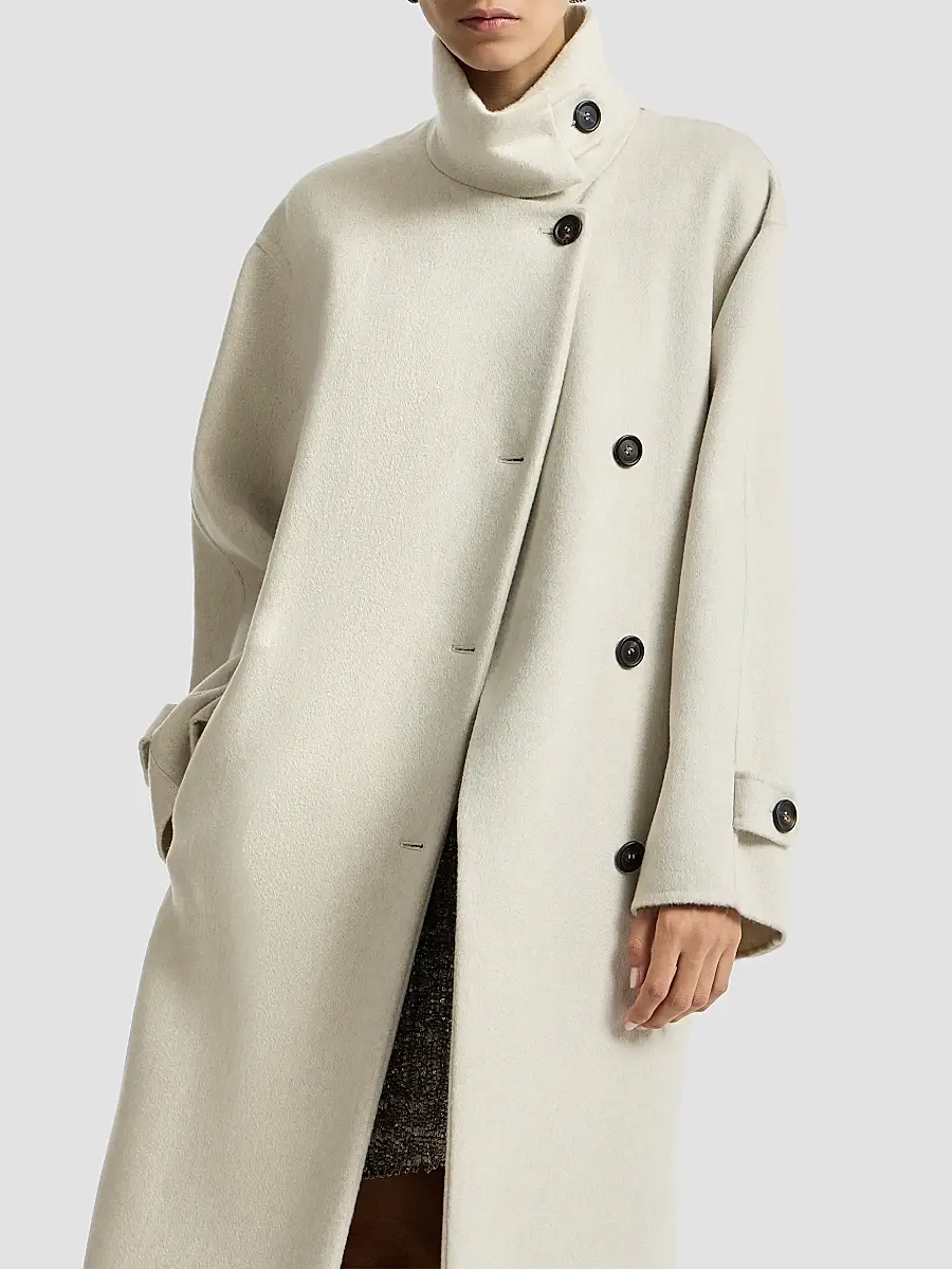 Brunello Cucinelli Women's Hand-Crafted Coat in Cashmere Beaver Double Cloth | Thumbnail 4 Brunello Cucinelli Women's Hand-Crafted Coat in Cashmere Beaver Double Cloth | Thumbnail 4