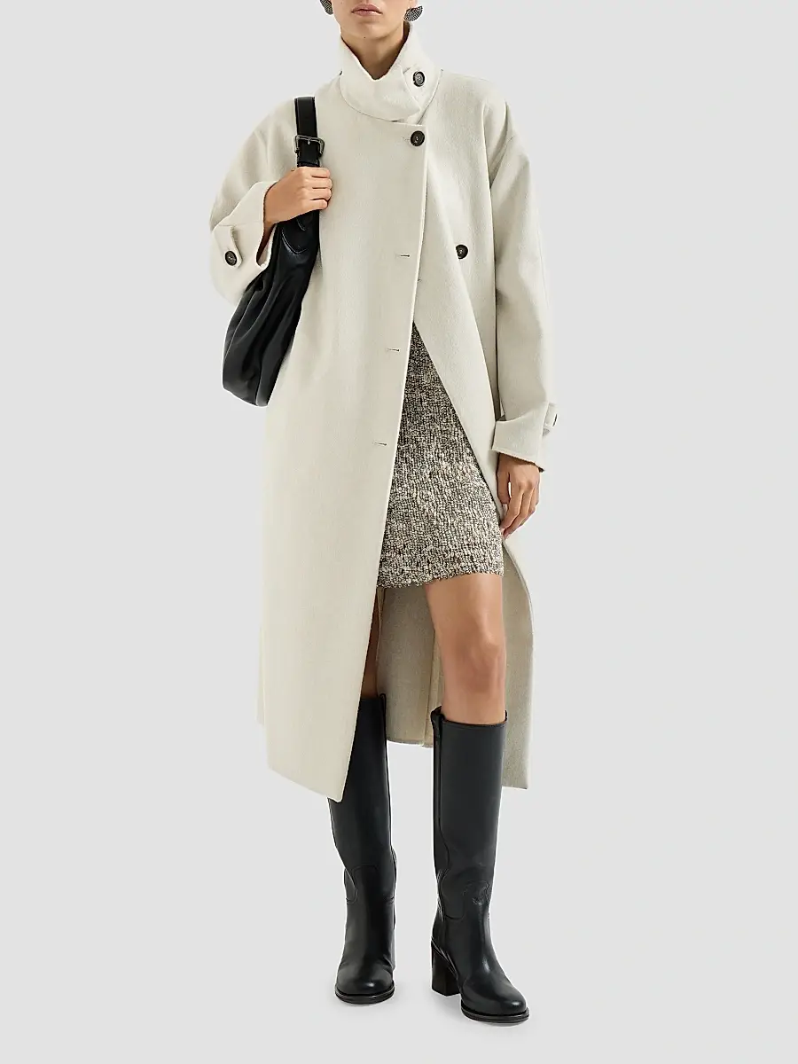 Brunello Cucinelli Women's Hand-Crafted Coat in Cashmere Beaver Double Cloth | Thumbnail 6 Brunello Cucinelli Women's Hand-Crafted Coat in Cashmere Beaver Double Cloth | Thumbnail 6