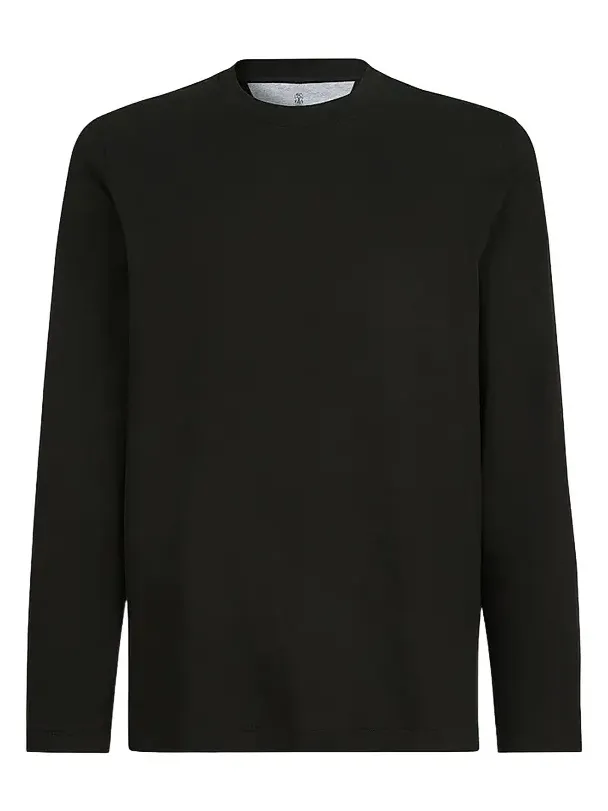 Brunello Cucinelli Men's Cotton Jersey Long Sleeve Crewneck T-Shirt