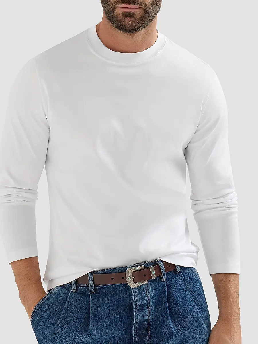 Brunello Cucinelli Men's Cotton Jersey Long Sleeve Crewneck T-Shirt | Thumbnail 4 Brunello Cucinelli Men's Cotton Jersey Long Sleeve Crewneck T-Shirt | Thumbnail 4