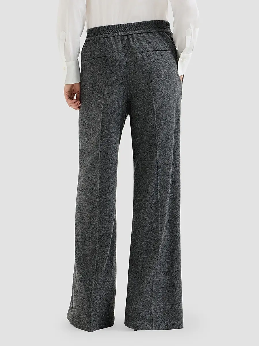 Brunello Cucinelli Women's Cashmere Jersey Pleated Wide Track Trousers | Thumbnail 3 Brunello Cucinelli Women's Cashmere Jersey Pleated Wide Track Trousers | Thumbnail 3
