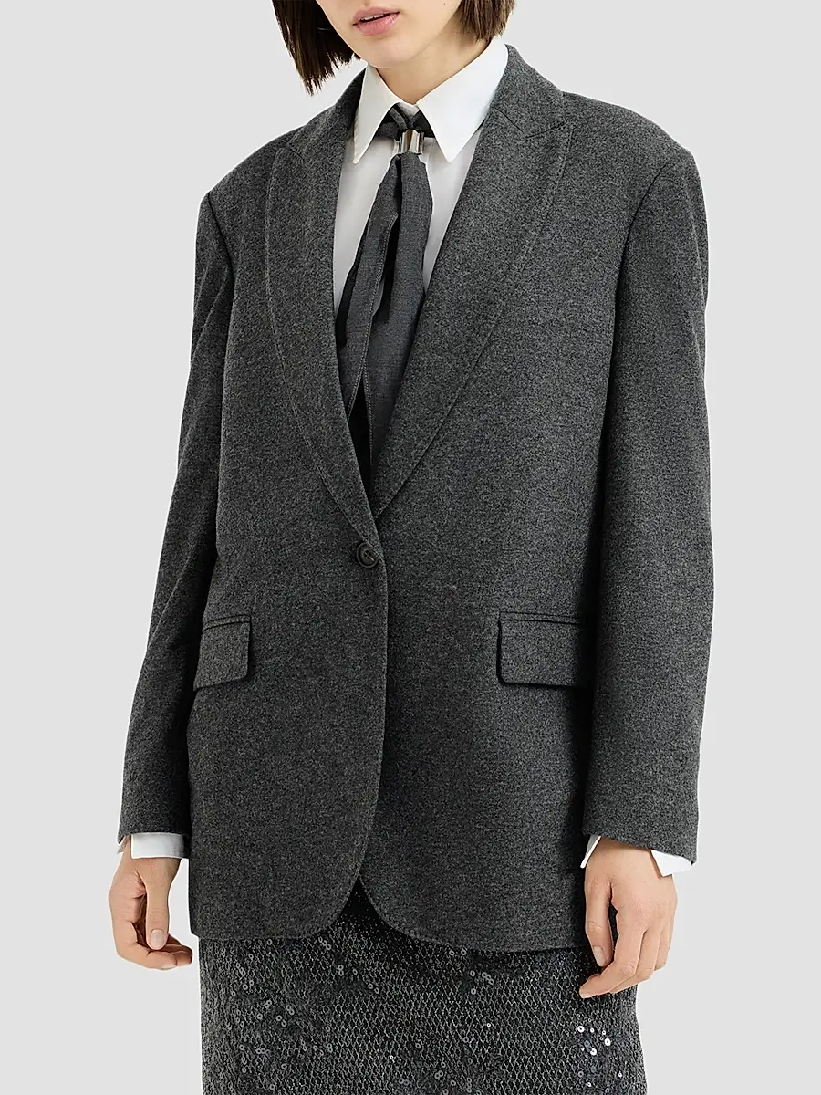 Brunello Cucinelli Women's Cashmere Jersey Blazer | Thumbnail 2 Brunello Cucinelli Women's Cashmere Jersey Blazer | Thumbnail 2