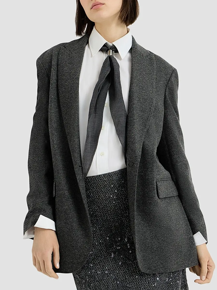 Brunello Cucinelli Women's Cashmere Jersey Blazer | Thumbnail 4 Brunello Cucinelli Women's Cashmere Jersey Blazer | Thumbnail 4