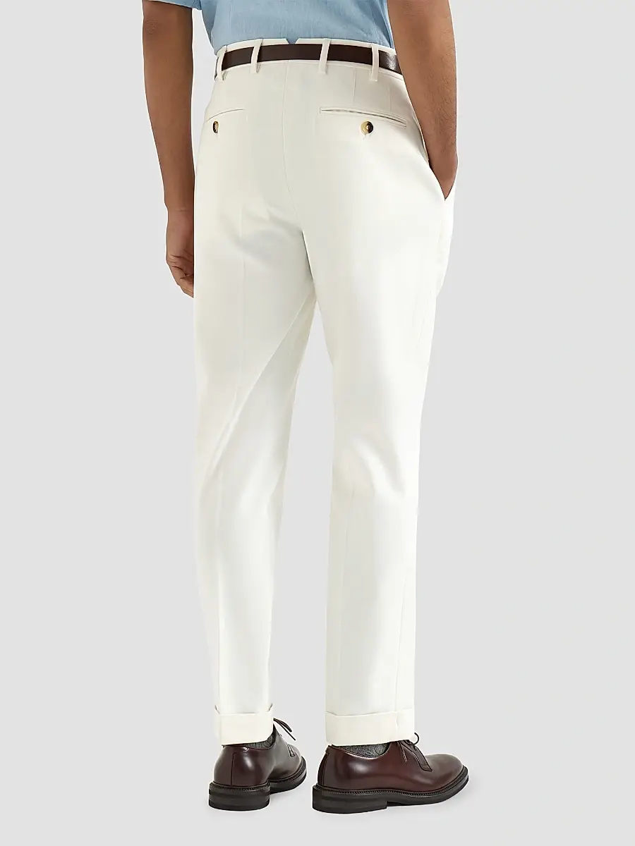 Brunello Cucinelli Men's Cotton and Virgin Wool Gabardine Italian Fit Trousers | Thumbnail 4 Brunello Cucinelli Men's Cotton and Virgin Wool Gabardine Italian Fit Trousers | Thumbnail 4