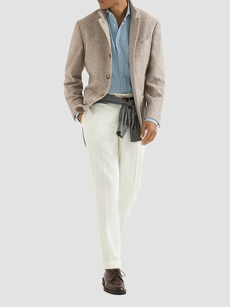 Brunello Cucinelli Men's Cotton and Virgin Wool Gabardine Italian Fit Trousers | Thumbnail 6 Brunello Cucinelli Men's Cotton and Virgin Wool Gabardine Italian Fit Trousers | Thumbnail 6