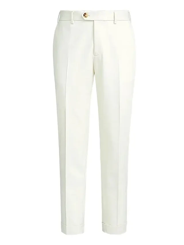 Brunello Cucinelli Men's Cotton and Virgin Wool Gabardine Italian Fit Trousers
