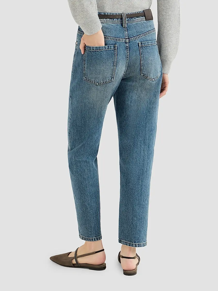 Brunello Cucinelli Women's Authentic Denim Baggy Tapered Jeans | Thumbnail 3 Brunello Cucinelli Women's Authentic Denim Baggy Tapered Jeans | Thumbnail 3