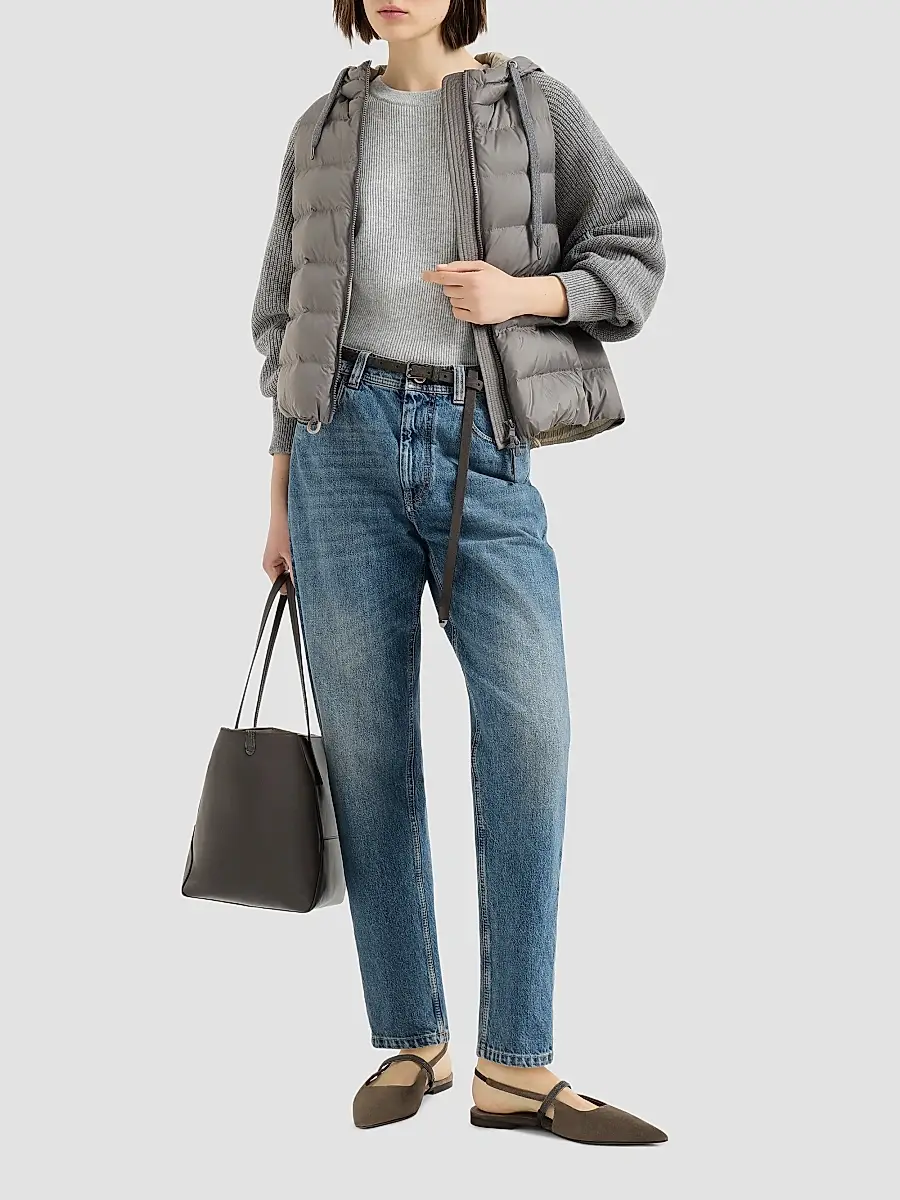 Brunello Cucinelli Women's Authentic Denim Baggy Tapered Jeans | Thumbnail 6 Brunello Cucinelli Women's Authentic Denim Baggy Tapered Jeans | Thumbnail 6