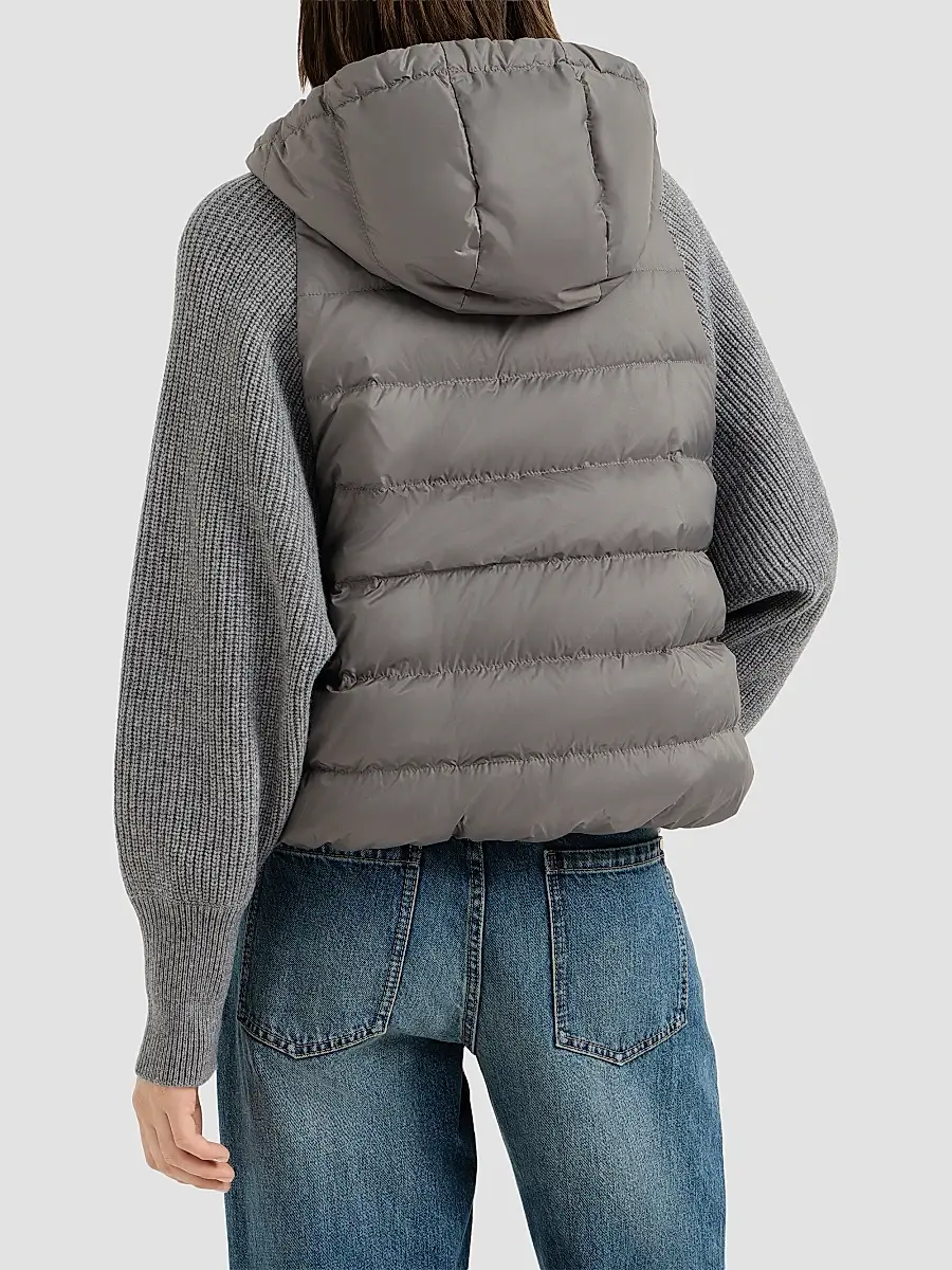 Brunello Cucinelli Women's Water-Resistant Matte Nylon Hooded Down Jacket | Thumbnail 3 Brunello Cucinelli Women's Water-Resistant Matte Nylon Hooded Down Jacket | Thumbnail 3