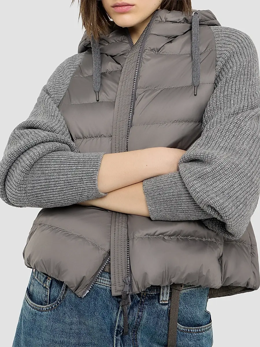 Brunello Cucinelli Women's Water-Resistant Matte Nylon Hooded Down Jacket | Thumbnail 4 Brunello Cucinelli Women's Water-Resistant Matte Nylon Hooded Down Jacket | Thumbnail 4