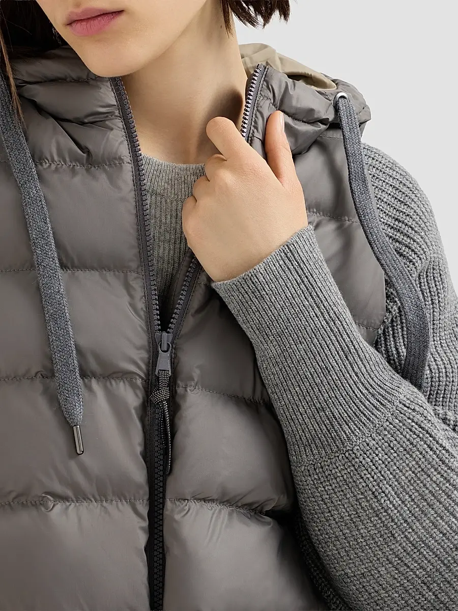 Brunello Cucinelli Women's Water-Resistant Matte Nylon Hooded Down Jacket | Thumbnail 5 Brunello Cucinelli Women's Water-Resistant Matte Nylon Hooded Down Jacket | Thumbnail 5
