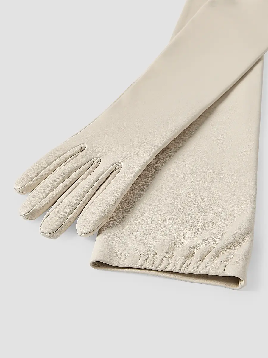 Brunello Cucinelli Women's Nappa Leather Long Gloves | Thumbnail 2 Brunello Cucinelli Women's Nappa Leather Long Gloves | Thumbnail 2