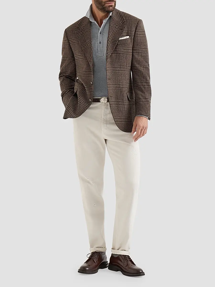 Brunello Cucinelli Men's Cotton Jersey Long Sleeve Polo Shirt | Thumbnail 6 Brunello Cucinelli Men's Cotton Jersey Long Sleeve Polo Shirt | Thumbnail 6