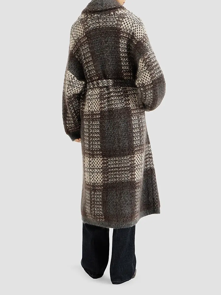 Brunello Cucinelli Women's Dazzling Tartan Double Knit Coat | Thumbnail 3 Brunello Cucinelli Women's Dazzling Tartan Double Knit Coat | Thumbnail 3
