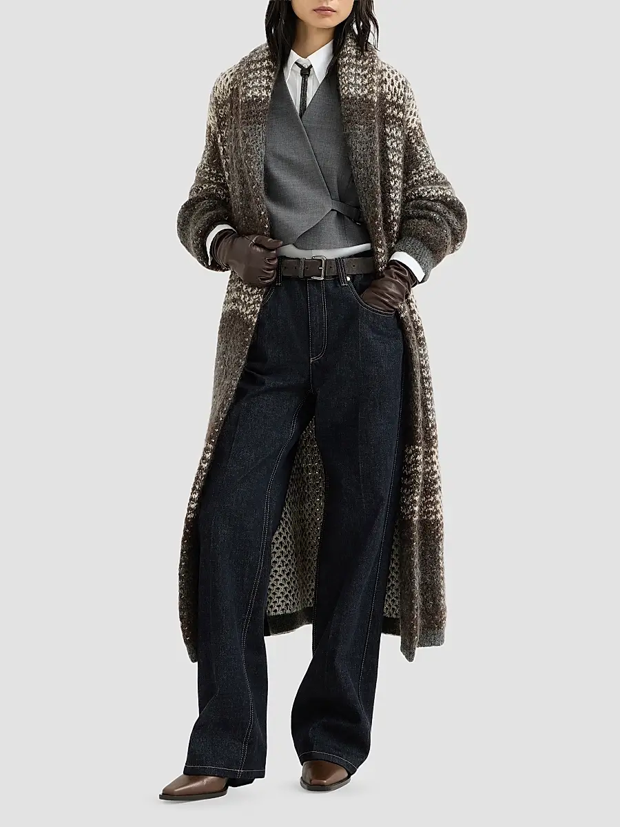 Brunello Cucinelli Women's Dazzling Tartan Double Knit Coat | Thumbnail 6 Brunello Cucinelli Women's Dazzling Tartan Double Knit Coat | Thumbnail 6