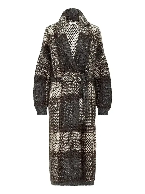 Brunello Cucinelli Women's Dazzling Tartan Double Knit Coat