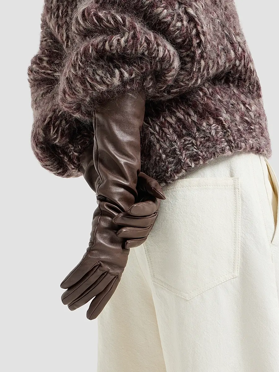 Brunello Cucinelli Women's Nappa Leather Long Gloves | Thumbnail 2