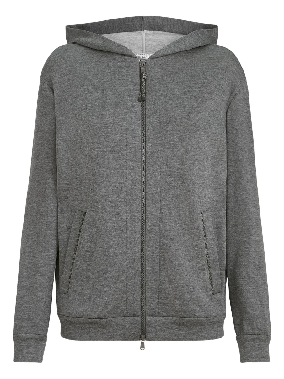 Brunello Cucinelli Women's Cotton and Silk Interlock Hooded Sweatshirt