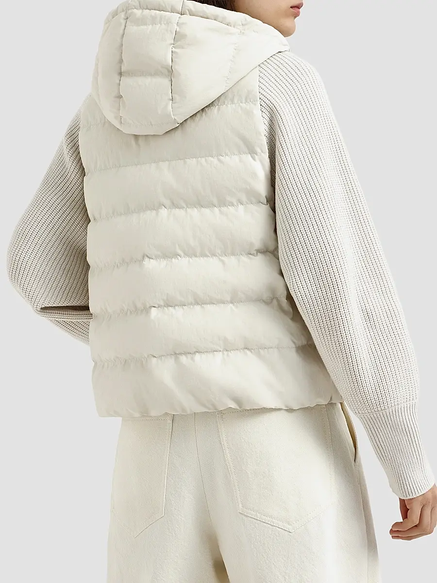 Brunello Cucinelli Women's Water-Resistant Matte Nylon Hooded Down Jacket | Thumbnail 3 Brunello Cucinelli Women's Water-Resistant Matte Nylon Hooded Down Jacket | Thumbnail 3