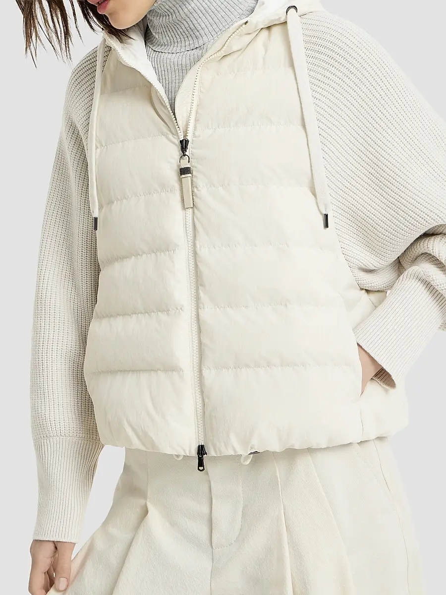 Brunello Cucinelli Women's Water-Resistant Matte Nylon Hooded Down Jacket | Thumbnail 4 Brunello Cucinelli Women's Water-Resistant Matte Nylon Hooded Down Jacket | Thumbnail 4
