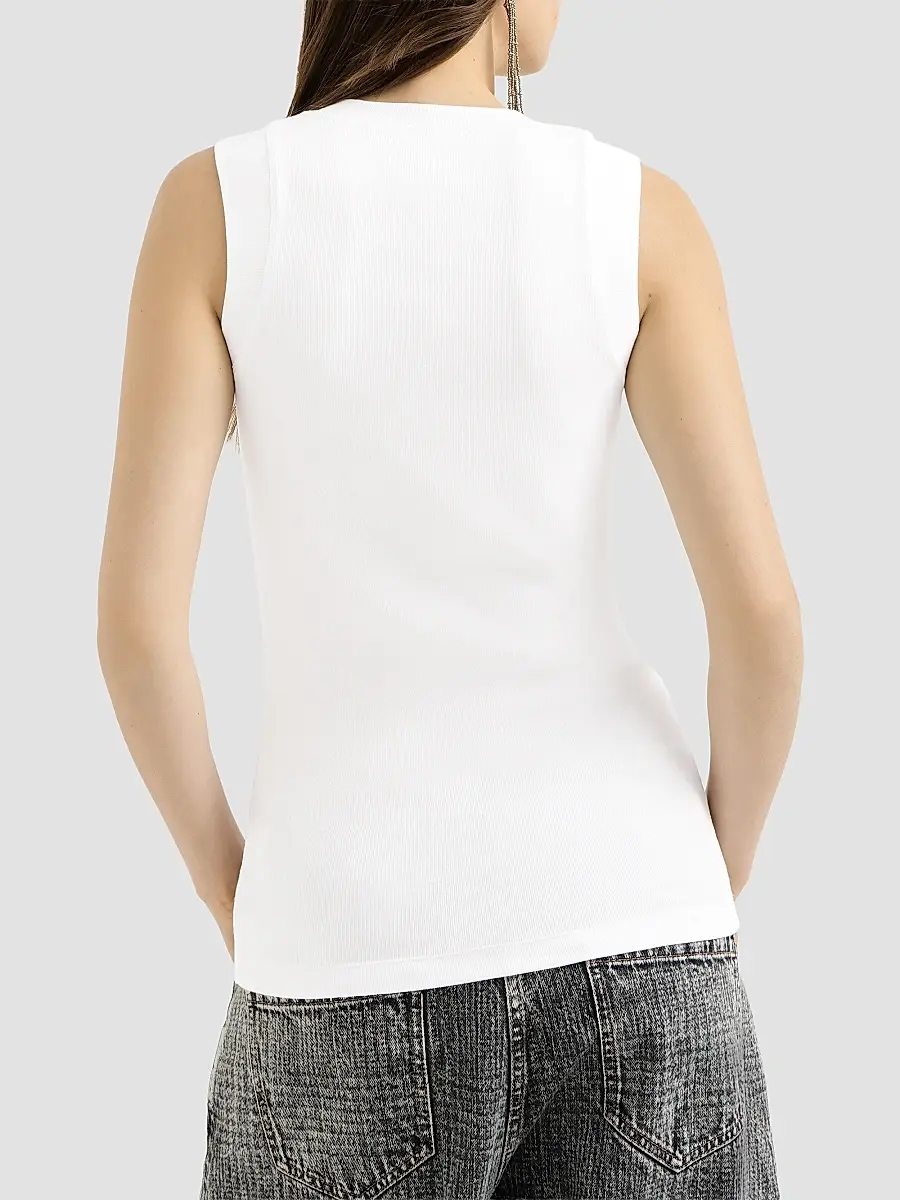 Brunello Cucinelli Women's Stretch Cotton Jersey T-Shirt with Precious Faux-Layering - White | Thumbnail 3 Brunello Cucinelli Women's Stretch Cotton Jersey T-Shirt with Precious Faux-Layering - White | Thumbnail 3