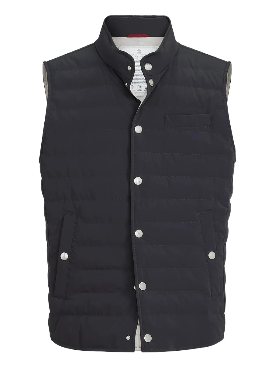 Brunello Cucinelli Men's Bonded Taffeta Lightweight Down Vest