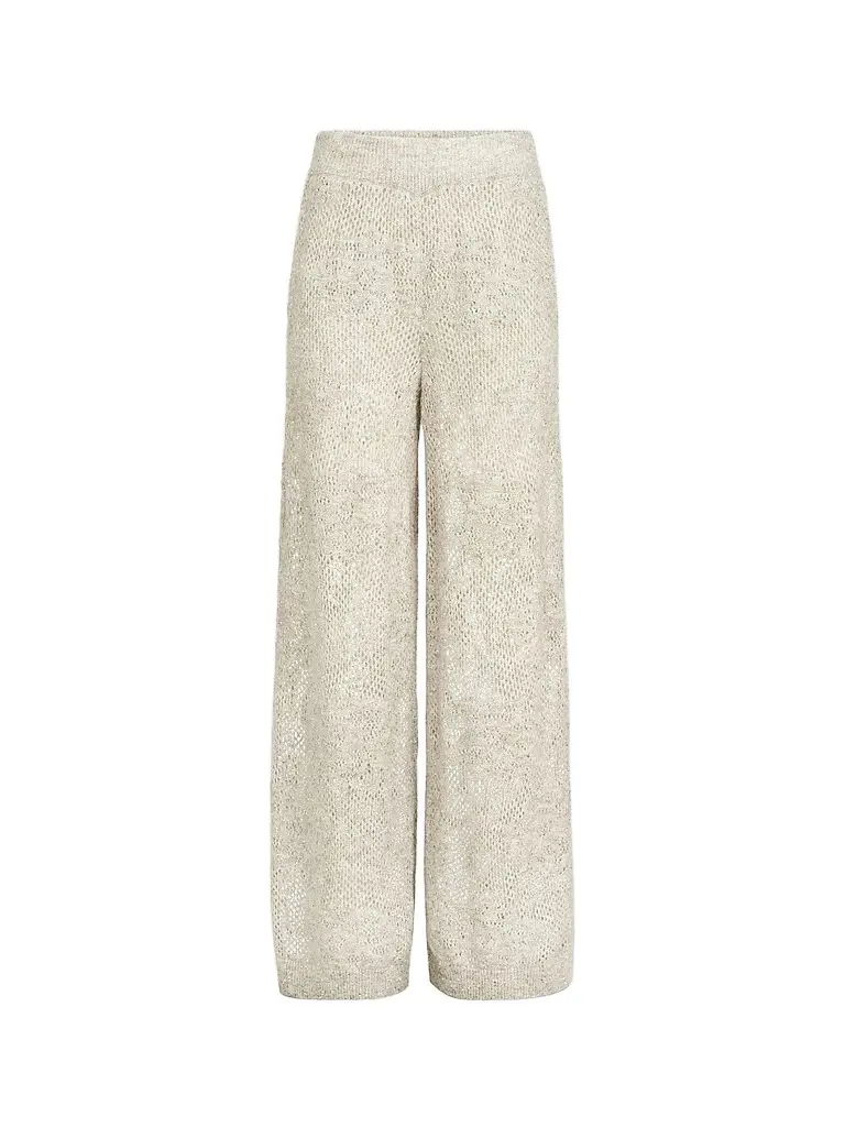 Brunello Cucinelli Women's Lace Flowers Knit Track Trousers - Buff - Size Medium | Image 1 Brunello Cucinelli Women's Lace Flowers Knit Track Trousers - Buff - Size Medium | Image 1