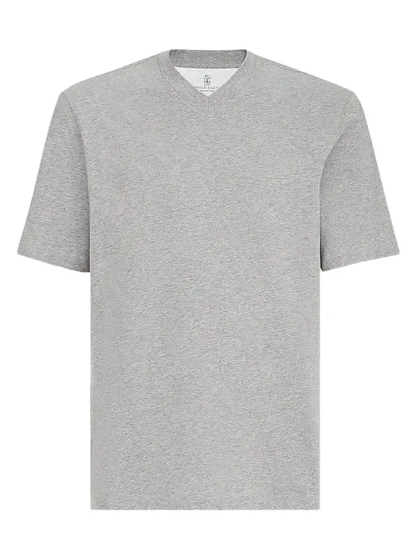 Brunello Cucinelli Men's Cotton Jersey V-Neck T-Shirt | Thumbnail 1 Brunello Cucinelli Men's Cotton Jersey V-Neck T-Shirt | Thumbnail 1