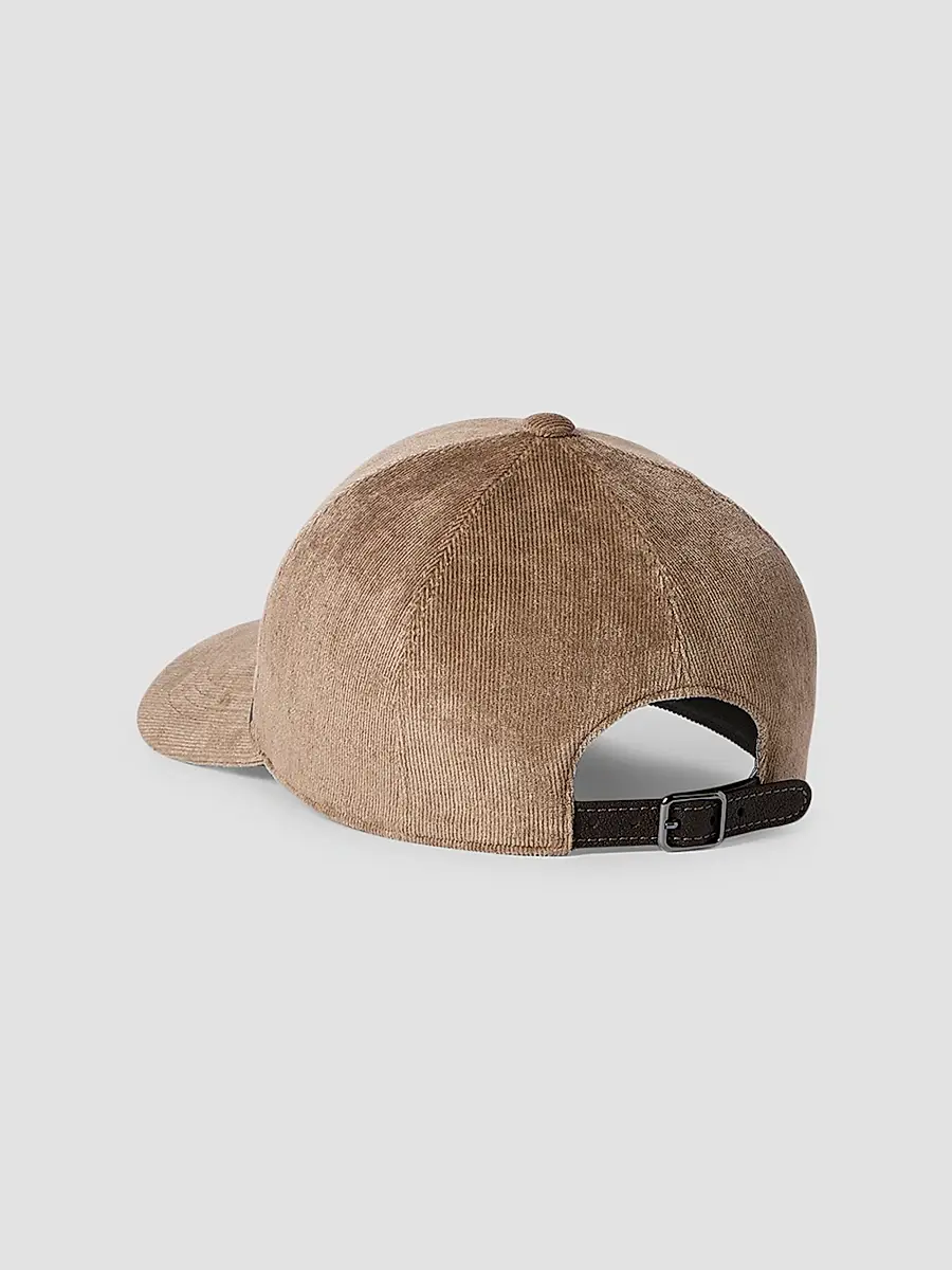 Brunello Cucinelli Women's Fluid Corduroy Baseball Cap with Shiny Band - Cappuccino | Thumbnail 2